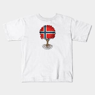 Tree of Life with Norwegian Flag Kids T-Shirt